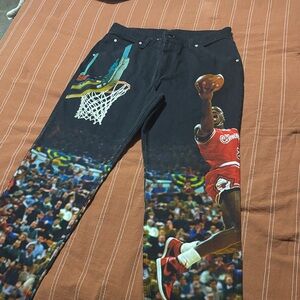 Nike Black and Red Basketball Graphic Pants